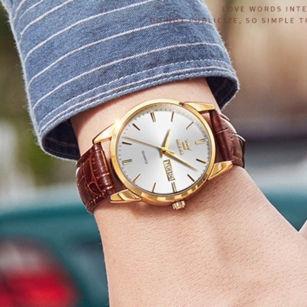 8-4 - Men's Watches Leather Band White Case Waterproof Luminous